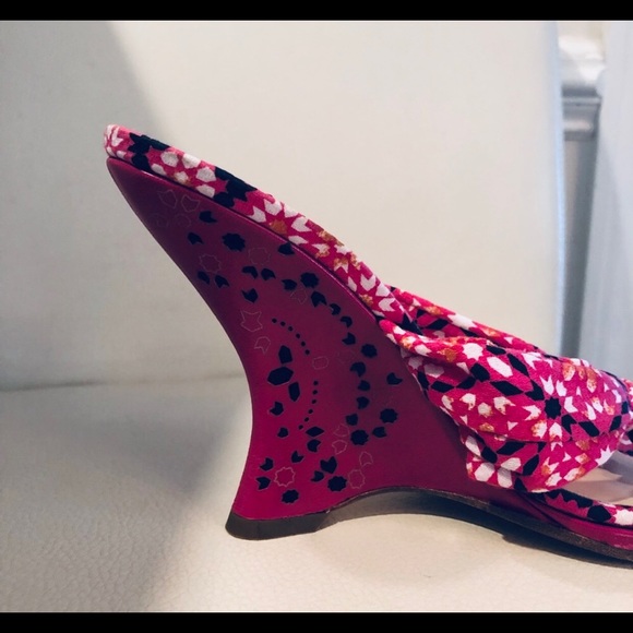 Jimmy Choo Leather & Cloth Printed Wedges - Picture 5 of 7